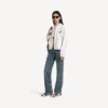 Sudadera con capucha y cremallera de corte regular «Salon de Couture» para mujer, en color blanco Sudadera con capucha y cremallera de corte regular «Salon de Couture» para mujer, en color blanco