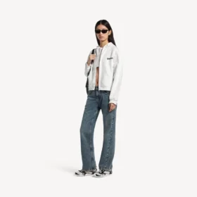 Sudadera con capucha y cremallera de corte regular «Salon de Couture» para mujer, en color blanco