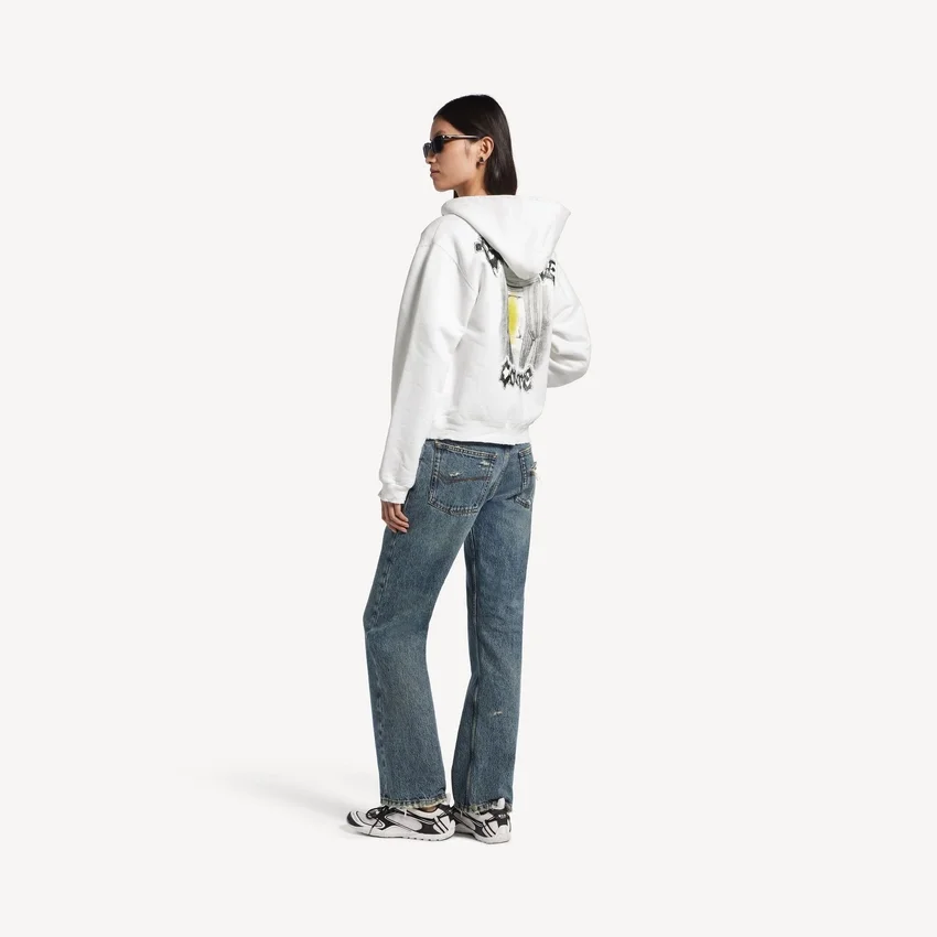 Sudadera con capucha y cremallera de corte regular «Salon de Couture» para mujer, en color blanco Sudadera con capucha y cremallera de corte regular «Salon de Couture» para mujer, en color blanco