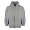 Sudadera con capucha y cremallera de jersey de algodón desgastado «Grey» 744454TOVV91241