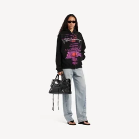 Sudadera con capucha y cremallera «Dream» para mujer en negro