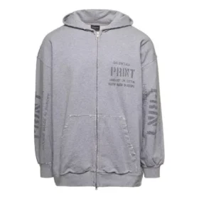 Sudadera con capucha y cremallera, estampada, corte ajustado «Gris» 744454TOVN41167 Sudadera con capucha y cremallera, estampada, corte ajustado «Gris» 744454TOVN41167