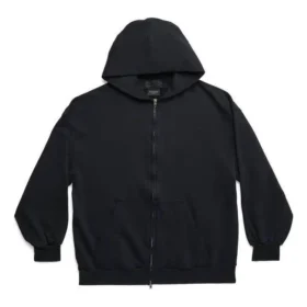 Sudadera con capucha y cremallera exterior de corte ajustado «Black Faded» 744454TOVF51055