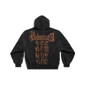 Sudadera con capucha y cremallera Heavy Metal oversize «Negro desgastado» 744444TOVD91055