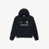 Sudadera con capucha y cremallera oversize de fútbol para hombre en negro Sudadera con capucha y cremallera oversize de fútbol para hombre en negro
