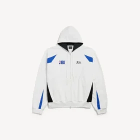 Sudadera con capucha y cremallera oversize para hombre de Balenciaga | Colaboración con la NBA en blanco/multicolor Sudadera con capucha y cremallera oversize para hombre de Balenciaga | Colaboración con la NBA en blanco/multicolor