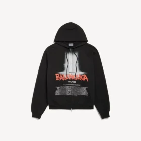 Sudadera con capucha y cremallera oversize «The Door» para hombre en negro