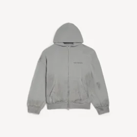 Sudadera con capucha y cremallera para hombre de Balenciaga, corte regular, en gris Balenciaga