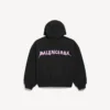 Sudadera con capucha y cremallera para hombre «DIY Balenciaga Back», corte regular, en color negro Sudadera con capucha y cremallera para hombre «DIY Balenciaga Back», corte regular, en color negro