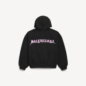 Sudadera con capucha y cremallera para hombre «DIY Balenciaga Back», corte regular, en color negro