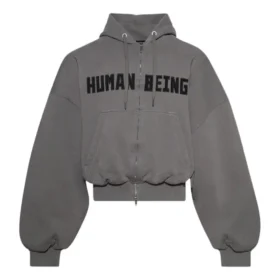 Sudadera con capucha y cremallera redonda de Human Being «Gris oscuro» 827153TSVB91441