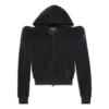 Sudadera con capucha y cremallera redondeada en el hombro «Black» 767880TNV611000