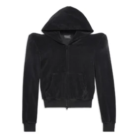 Sudadera con capucha y cremallera redondeada en el hombro «Black» 767880TNV611000 Sudadera con capucha y cremallera redondeada en el hombro «Black» 767880TNV611000