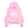 Sudadera con capucha y cremallera sin logotipo, corte ajustado «Light Pink White» 788243TQVK55708