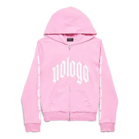 Sudadera con capucha y cremallera sin logotipo, corte ajustado «Light Pink White» 788243TQVK55708