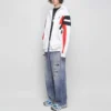 Sudadera con capucha y cremallera «Sporty B» para chándal «Blanco, negro y rojo» 675330TLVA39028