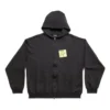 Sudadera con capucha y cremallera «Sticky Note», corte medio «Negro desgastado» 744457TOVD31055