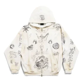 Sudadera con capucha y cremallera Tat, corte medio, «Off White Black» 770939TQVK13307