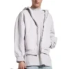 Sudadera con capucha y cremallera trasera, corte regular «Blanco sucio y rosa bebé» 803264TSVP12420