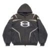 Sudadera con capucha y cremallera Unity Sports Icon Biker, oversize «Negro Blanco» 790359TQVM21070