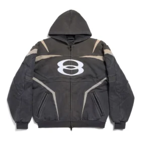 Sudadera con capucha y cremallera Unity Sports Icon Biker, oversize «Negro Blanco» 790359TQVM21070