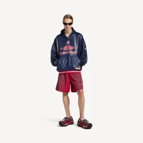 Sudadera con capucha y cuello de polo de fútbol 3B para hombre en azul marino oscuro Sudadera con capucha y cuello de polo de fútbol 3B para hombre en azul marino oscuro