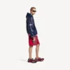 Sudadera con capucha y cuello de polo de fútbol 3B para hombre en azul marino oscuro
