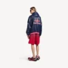 Sudadera con capucha y cuello de polo de fútbol 3B para hombre en azul marino oscuro