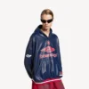 Sudadera con capucha y cuello de polo de fútbol 3B para hombre en azul marino oscuro