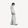 Sudadera con capucha y cuello de polo de fútbol 3B para hombre en gris/blanco Sudadera con capucha y cuello de polo de fútbol 3B para hombre en gris/blanco