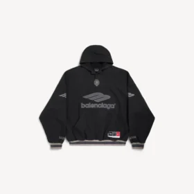 Sudadera con capucha y cuello de polo de fútbol 3b para hombre en negro/antracita Sudadera con capucha y cuello de polo de fútbol 3b para hombre en negro/antracita