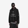 Sudadera con capucha y cuello de polo de fútbol 3b para hombre en negro/antracita