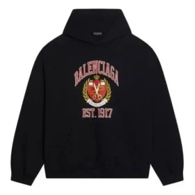 Sudadera con capucha y estampado del logotipo universitario «Black», corte amplio, fundada en 1917 675003TLV901076