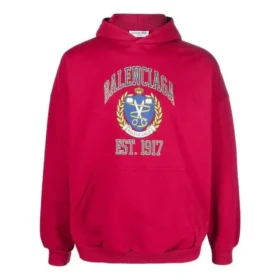 Sudadera con capucha y estampado del logotipo universitario «Red», corte amplio, fundada en 1917, 675003TLV906163