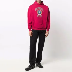 Sudadera con capucha y estampado del logotipo universitario «Red», corte amplio, fundada en 1917, 675003TLV906163
