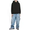 Sudadera con capucha y logotipo, corte medio «Negro lavado» 600583TLVB81146