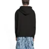 Sudadera con capucha y logotipo, corte medio «Negro lavado» 600583TLVB81146