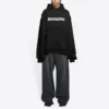 Sudadera con capucha y solapas desgastadas «Black White» 659403TKVB61093