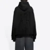 Sudadera con capucha y solapas desgastadas «Black White» 659403TKVB61093