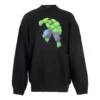 Sudadera de algodón de cuello redondo y corte cuadrado con estampado de Hulk de Balenciaga x Marvel «Negra» 671125TLV581000