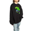 Sudadera de algodón de cuello redondo y corte cuadrado con estampado de Hulk de Balenciaga x Marvel «Negra» 671125TLV581000