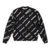 Sudadera de cuello redondo con estampado de logotipo por toda la prenda «Negro-Blanco» 724858T16651070
