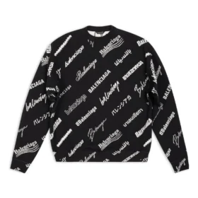 Sudadera de cuello redondo con estampado de logotipo por toda la prenda «Negro-Blanco» 724858T16651070