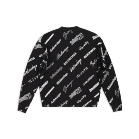 Sudadera de cuello redondo con estampado de logotipo por toda la prenda «Negro-Blanco» 724858T16651070