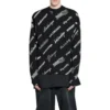 Sudadera de cuello redondo con estampado de logotipo por toda la prenda «Negro-Blanco» 724858T16651070