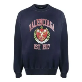 Sudadera de cuello redondo con estampado del logotipo universitario «Navy» 676629TLV908067