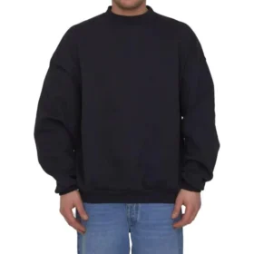 Sudadera de cuello redondo con etiqueta de cuidado «Black» 724511TNVL61070