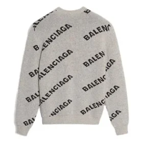 Sudadera de cuello redondo con logo integral en mezcla de lana «Gris Negro» 555481T14711262