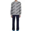 Sudadera de cuello redondo con logo integral en mezcla de lana «Gris Negro» 555481T14711262