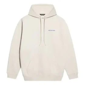 Sudadera de felpa de manga larga para hombre de Balenciaga, color blanco cremoso, 600583TJVA89055